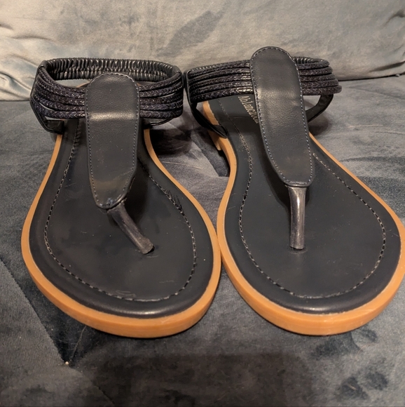 Dark Blue Strappy Sandals With Gum Sole. - Picture 3 of 8